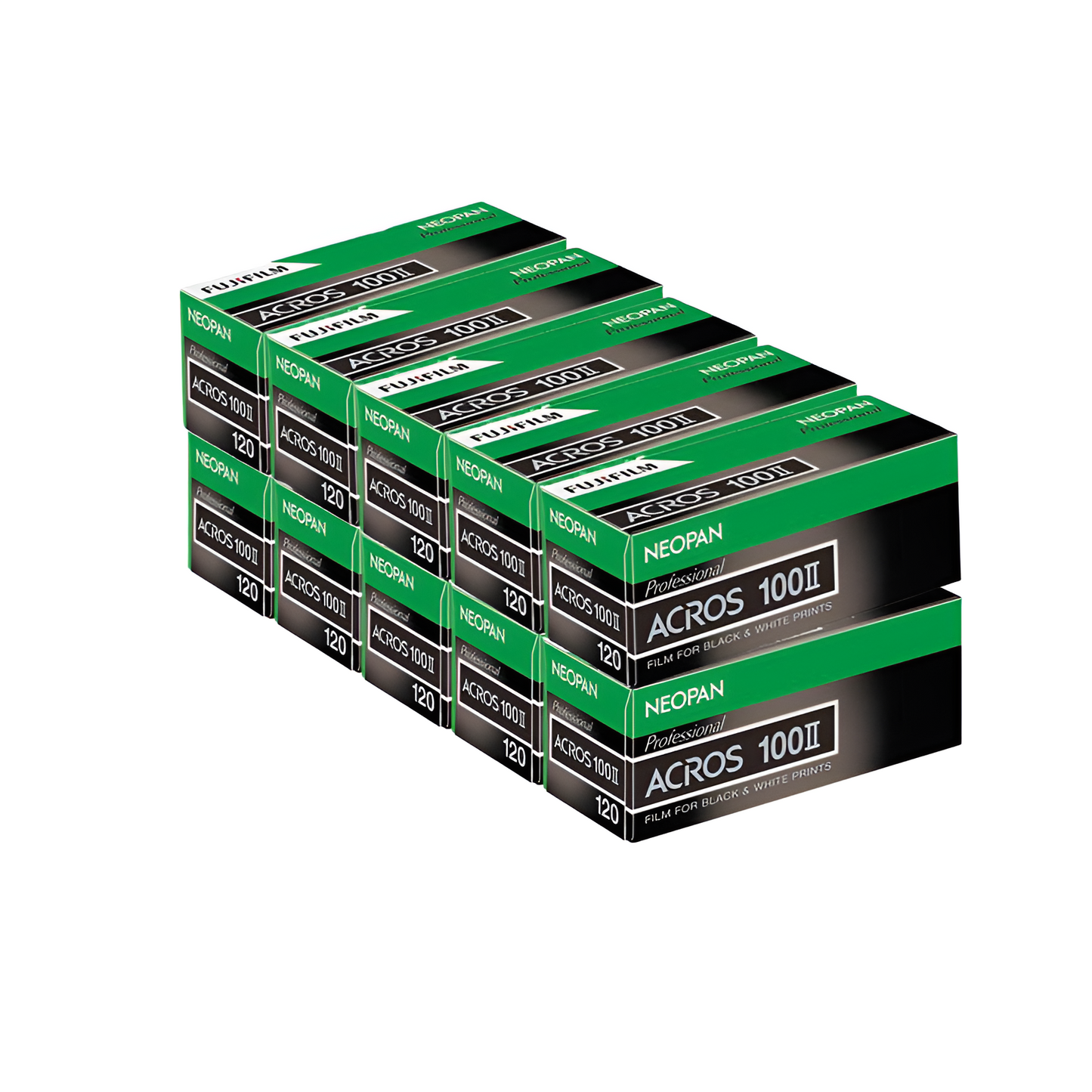 Brick of 10 Rolls of Fujifilm Acros II 100, 120, Expired 2021
